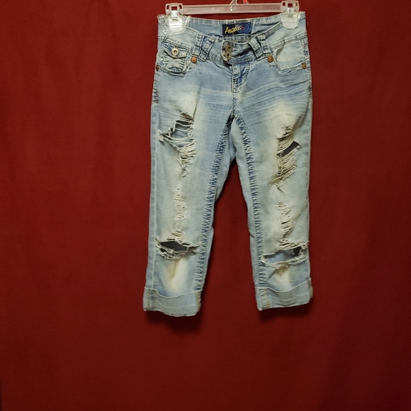 Jean Capri Fille Justice - Taille 12 - Bleu - Occasion Bon état